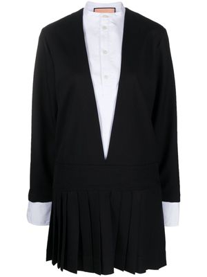 Plan C tone-tone design wool-blend dress - Black