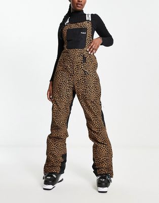 Planks Fun-garees Bib Pant in brown/leopard print Exclusive at ASOS