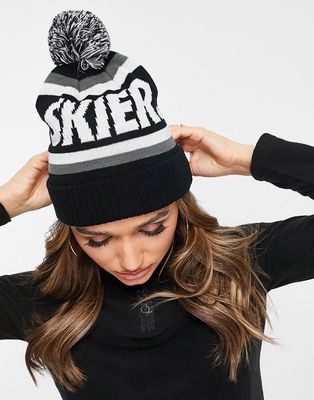 Planks Skier bobble beanie in black