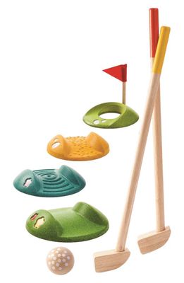 PlanToys 8-Piece Mini Golf Playset in Brown