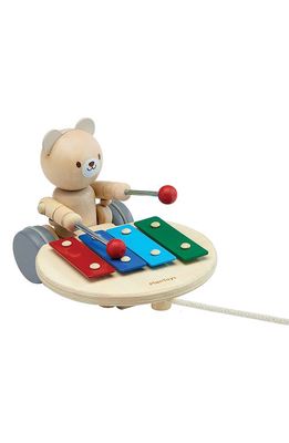 PlanToys Pull Along Musical Bear in Natural