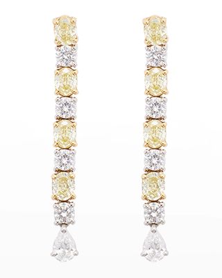 Platinum and 18K Alternating Diamond Earrings