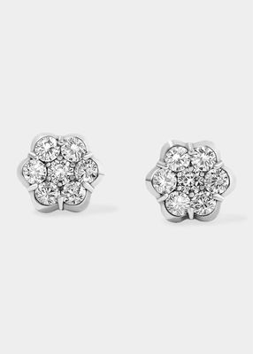 Platinum and Diamond Flower Stud Earrings, Medium