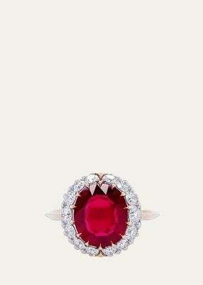 Platinum and Rose Gold Ring with Ruby and Diamonds