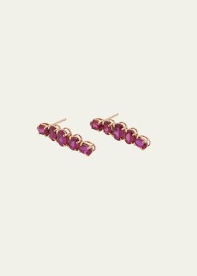 Platinum and Yellow Gold Statement Earrings With Thai Ruby