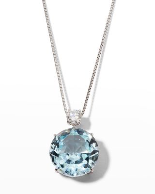 Platinum Chain with Aquamarine and Diamond Pendant