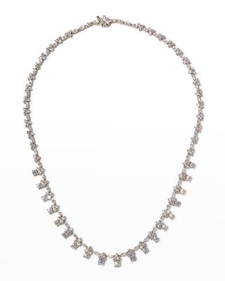 Platinum Diamond Cluster Link Necklace