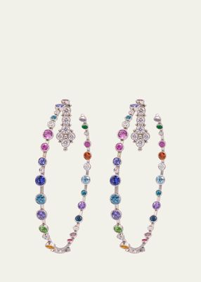 Platinum Earrings with Multicolor Stones
