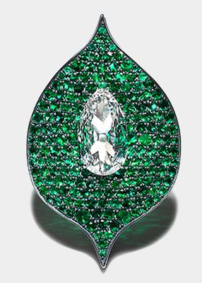 Platinum, Emerald & Diamond Foglia Ring