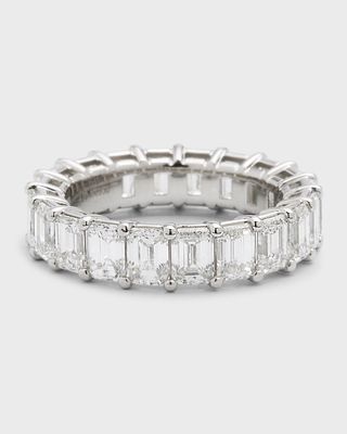 Platinum Emerald-Cut FG/VS Diamond Eternity Band, Size 6.75, 6.47tcw