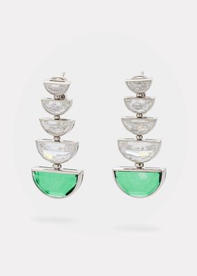 Platinum Half Moon Emerald and Diamond Drop Earrings
