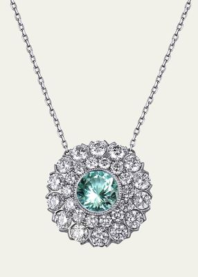 Platinum Necklace with Diamonds and Blue Tourmaline