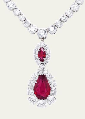 Platinum Necklace with Ruby and Diamonds