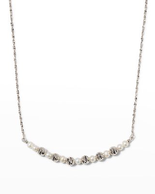 Platinum Pearl and Bead Necklace