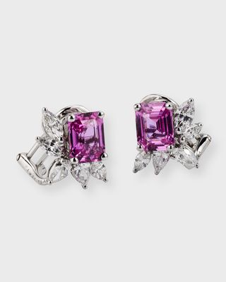 Platinum Pink Sapphire and Diamond Clip-On Earrings