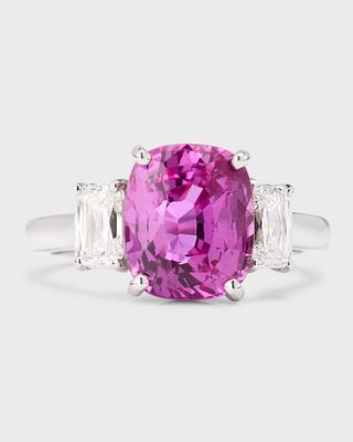 Platinum Pink Sapphire Ring, Size 6.5