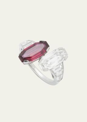 Platinum Ring With Mozambique Ruby and Diamonds