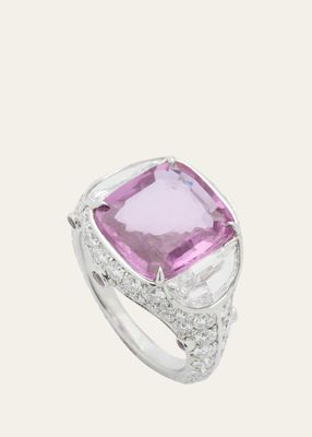 Platinum Ring With Natural Pink Sapphire and Diamond