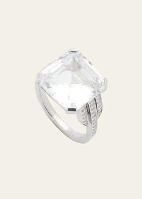 Platinum Ring with White Sapphire and Diamonds