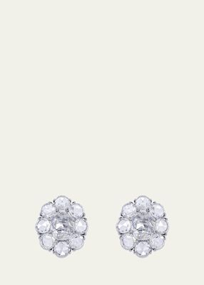 Platinum Rose Cut Stud Earrings with Diamonds