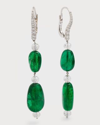 Platinum Zambian Emerald and Diamond Earrings