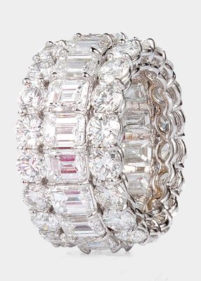 Platnium 3 Row Diamond Band Ring