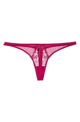 Playful Promises Marlowe Embroidered Mesh Thong in Pink