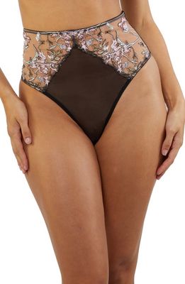 Playful Promises Mayla Floral Embroidered High Waist Thong in Multi