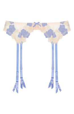 Playful Promises Rayne Embroidered Garter Belt in Gold/Lilac