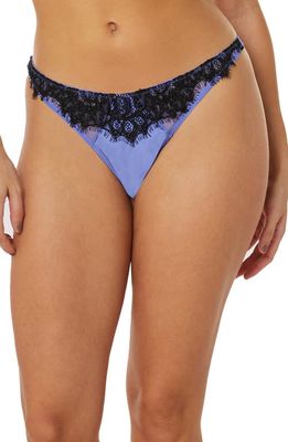 Playful Promises Stevie Lace & Satin Thong in Lilac/Black