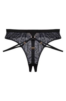 Playful Promises Tabitha High Waist Crotchless Thong in Black