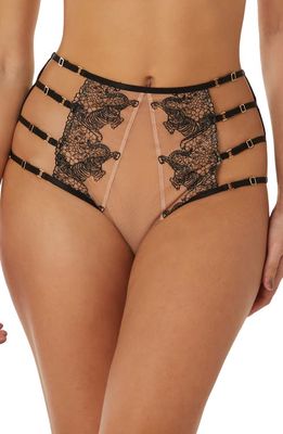 Playful Promises Tiger High Waist Lace Briefs in Peach