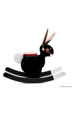 PLAYSAM Wooden Rocking Rabbit Toy in Black