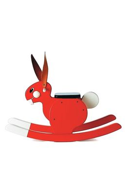 PLAYSAM Wooden Rocking Rabbit Toy in Red