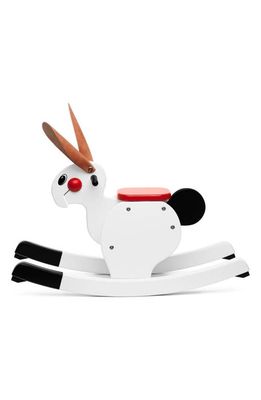 PLAYSAM Wooden Rocking Rabbit Toy in White