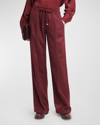 Plazzo Cashmere Wide-Leg Pull-On Pants