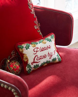 Please Leave By 9 Needlepoint Throw Pillow, 6.5" x 9"