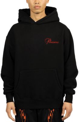 PLEASURES Cafe Oversize Embroidered Strawberry Hoodie in Black