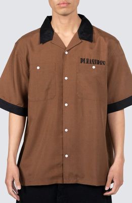 PLEASURES Daisy Camp Shirt in Brown 