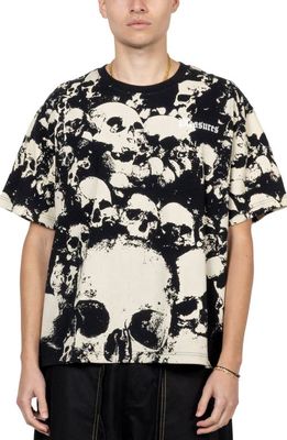 PLEASURES Despair Oversize Skull Print T-Shirt in Black