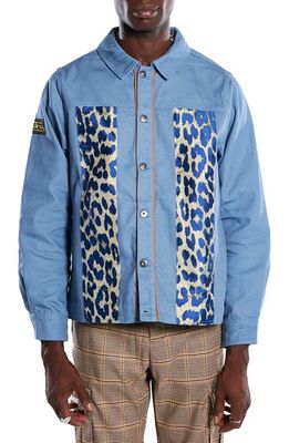 PLEASURES Distortion Leopard Spot Jacket in Blue
