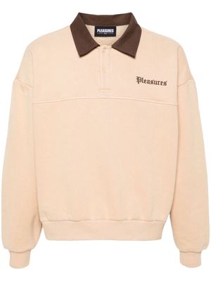 Pleasures embroidered-logo longsleeved polo shirt - Neutrals