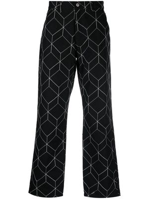 Pleasures geometric-print straight-leg jeans - Black