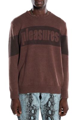 PLEASURES Lighter Cotton Crewneck Sweater in Brown