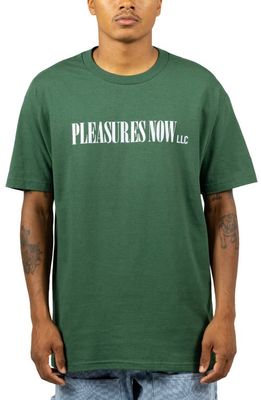 PLEASURES LLC Logo T-Shirt in Dark Green