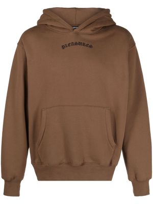 Pleasures logo-embroidered hoodie - Brown