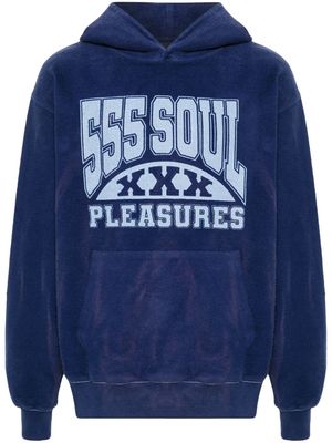 Pleasures logo-print fleece hoodie - Blue