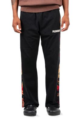 PLEASURES Side Tape Logo Embroidered Track Pants in Black