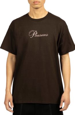 PLEASURES Stack Cotton Graphic T-Shirt in Brown