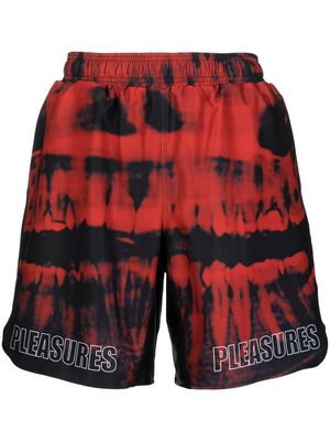 Pleasures tie-dye logo-print shorts - Black